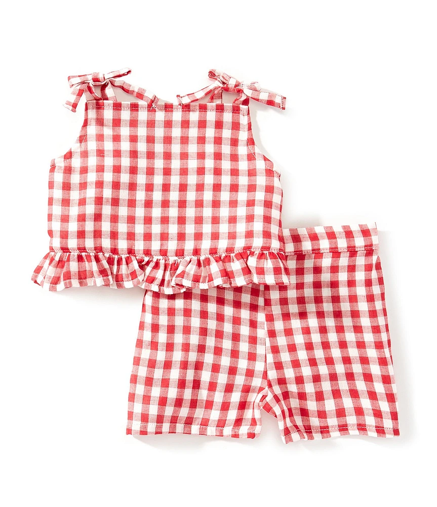 Pippa & Julie Baby Girls Janice Sleevless Gingham-Printed Tank Top & Matching Shorts Set