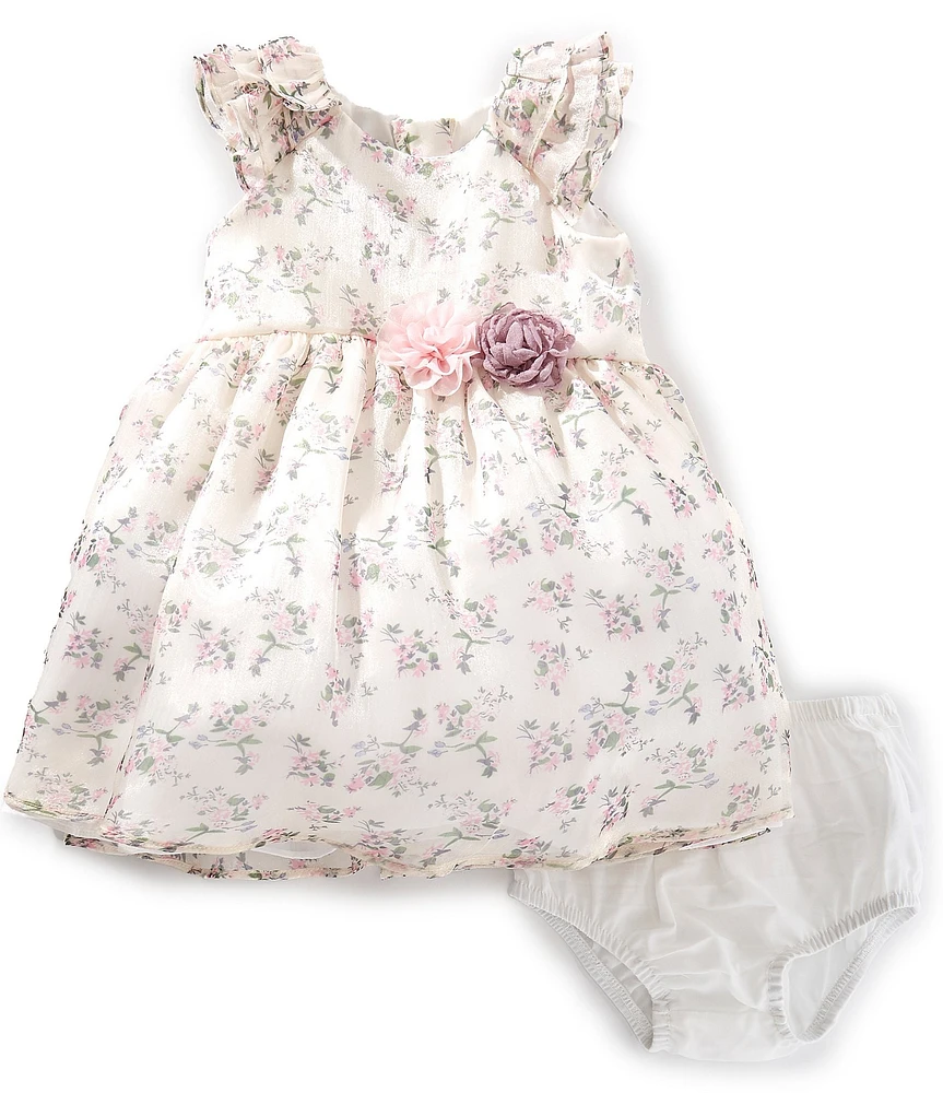 Pippa & Julie Baby Girls Lacey Shimmer Floral Organza Dress