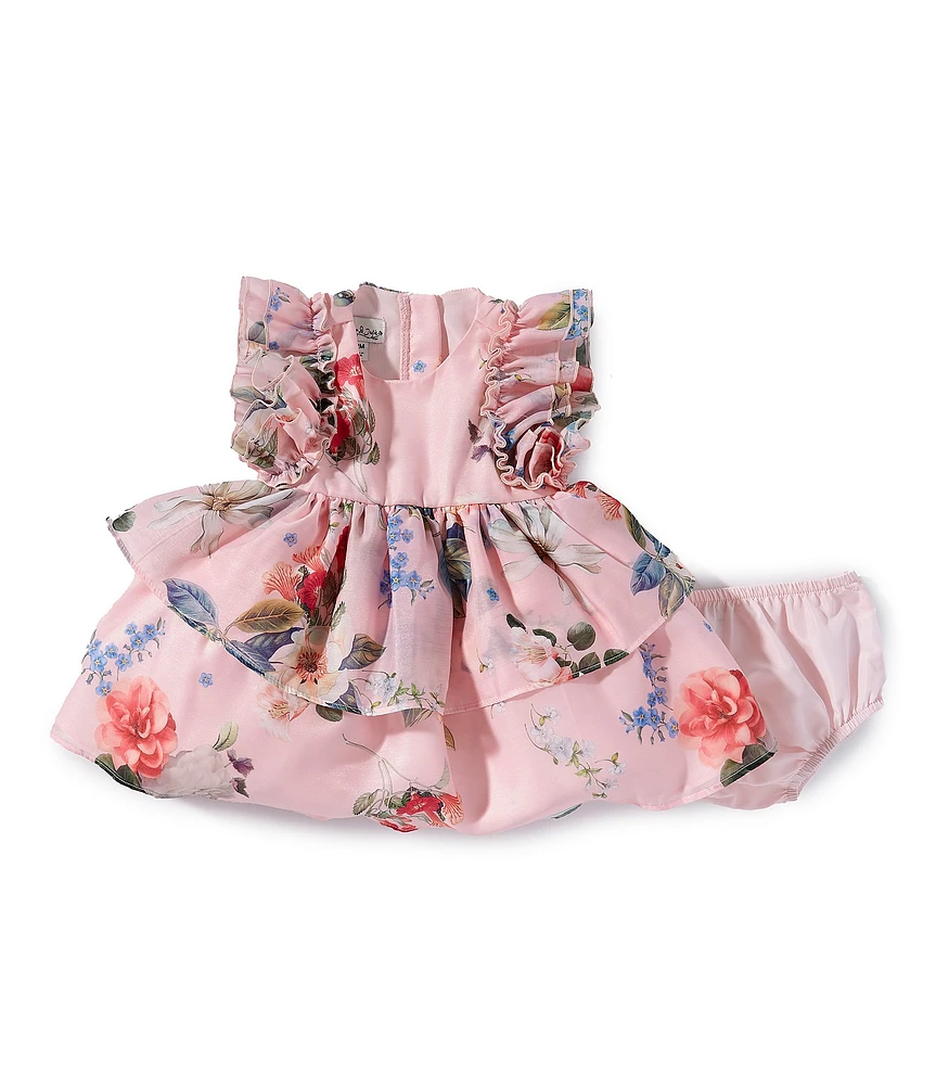 Pippa & Julie Baby Girls Rylie Bright Ruffled Sleeve Floral Dress