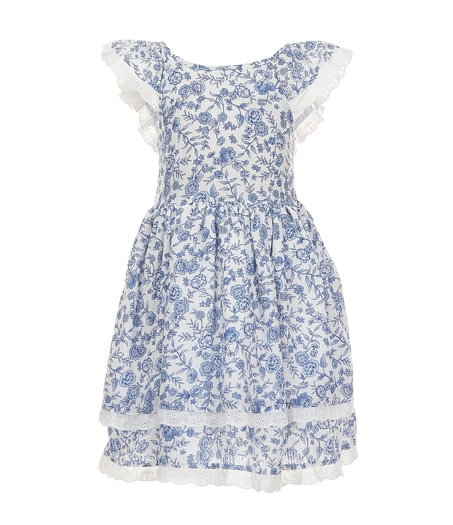 Pippa & Julie Little Girls Flutter-Sleeve Joyce Floral-Printed Crocheted-Trimmed Fit-And-Flare Dress | Liberty Center Pippa & Julie Little Girls Flutter-Sleeve Joyce Floral-Printed Crocheted-Trimmed Fit-And-Flare Dress | Liberty Center