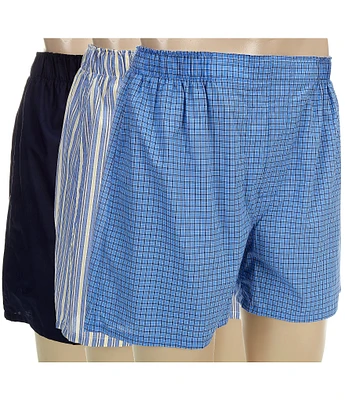 Polo Ralph Lauren Plaid Striped Solid Woven Boxers 3-Pack