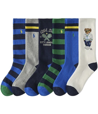 Polo Ralph Lauren Big & Tall Athletic Club Bear Crew Socks 6-Pack