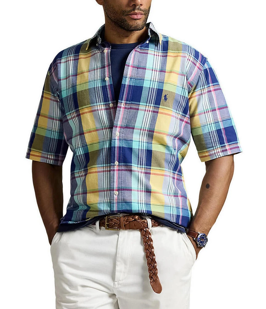 Polo Ralph Lauren Big & Tall Classic Fit Plaid Oxford Short Sleeve Woven Shirt