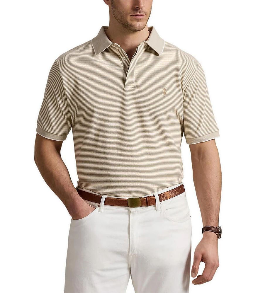 Polo Ralph Lauren Big & Tall Classic Fit Micro Stripe Tipped Stretch Mesh Short Sleeve Polo Shirt