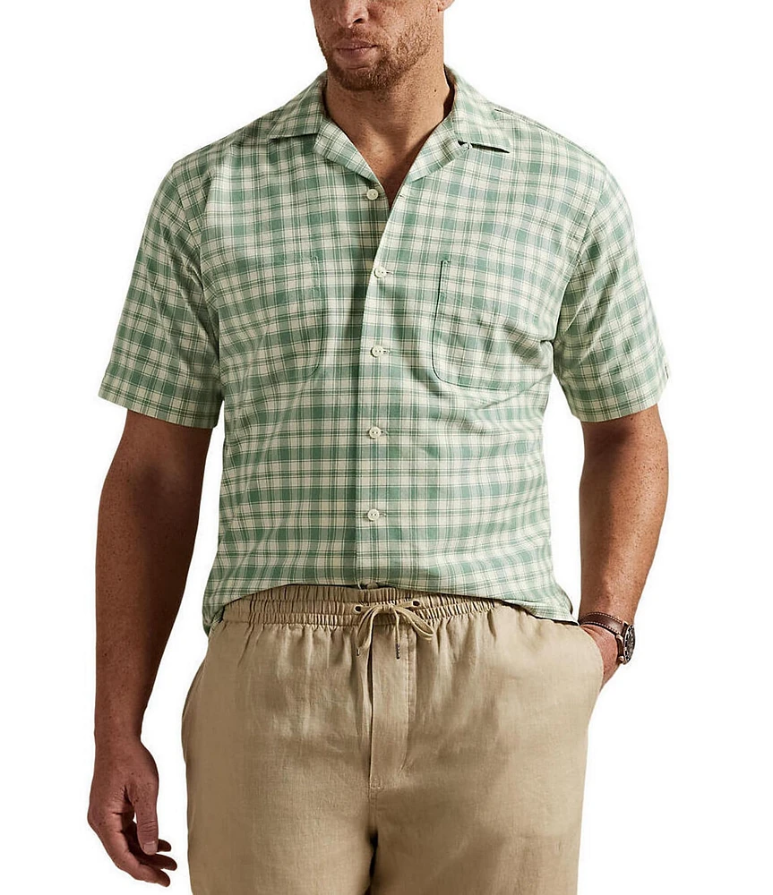 Polo Ralph Lauren Big & Tall Plaid Oxford Short Sleeve Woven Camp Shirt