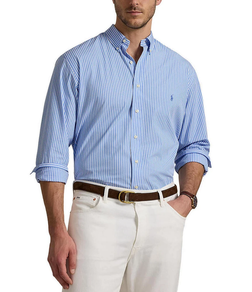 Polo Ralph Lauren Big & Tall Striped Stretch Poplin Long Sleeve Woven Shirt