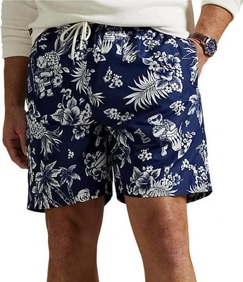 Polo Ralph Lauren Big & Tall Traveler Classic Polo Bear Tropical Printed 6.5#double; Inseam and 7.5#double; Inseam Swim Trunks