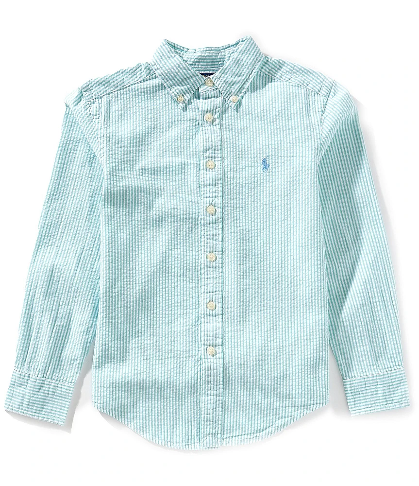 Polo Ralph Lauren Big Boys Long Sleeve Striped Seersucker Shirt