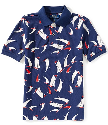 Polo Ralph Lauren Big Boys Short-Sleeve Abstract-Sailboat-Print Mesh Polo Shirt