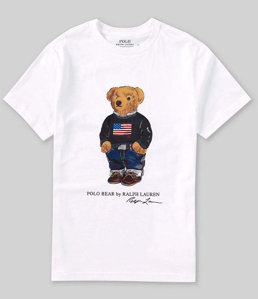Polo Ralph Lauren Big Boys Short Sleeve U.S. Flag Polo Bear T-Shirt
