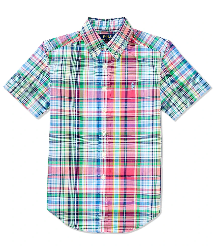 Polo Ralph Lauren Big Boys Short Sleeve Plaid Print Poplin Shirt