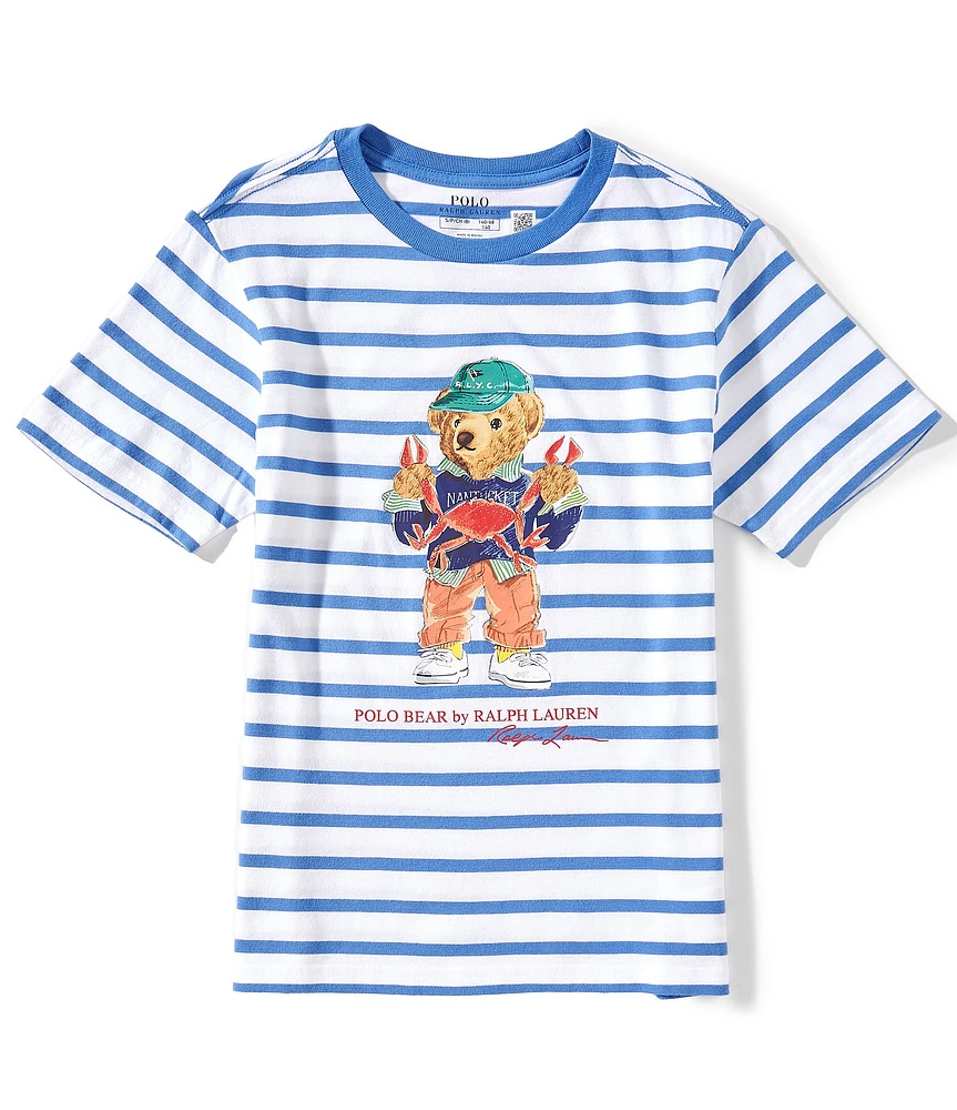 Polo Ralph Lauren Big Boys Short-Sleeve Polo Bear Striped Jersey T-Shirt