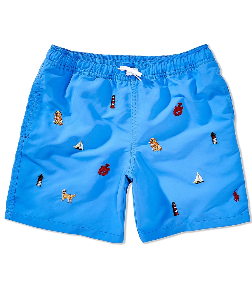 Polo Ralph Lauren Big Boys Traveler Schiffli-Embroidered Swim Trunks
