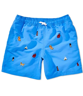 Polo Ralph Lauren Big Boys Traveler Schiffli-Embroidered Swim Trunks