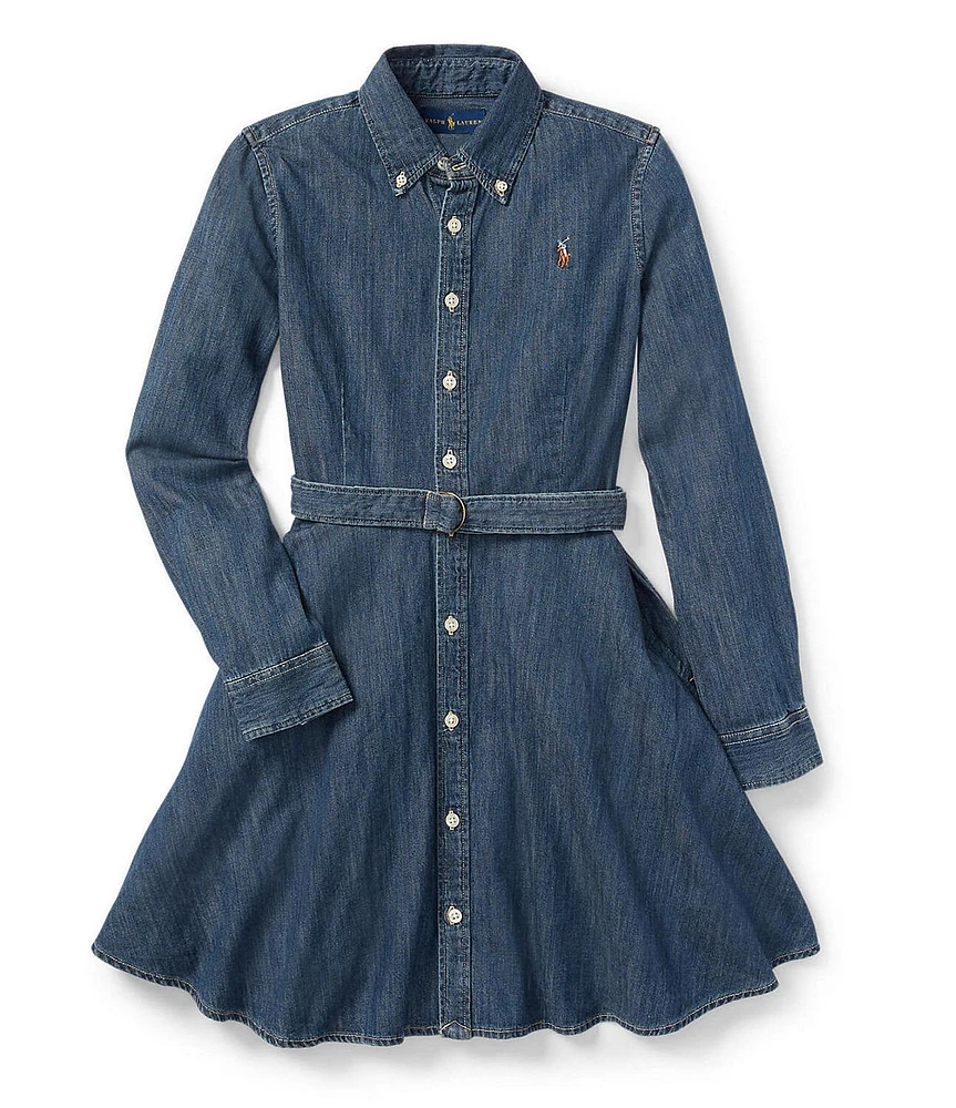 Polo Ralph Lauren Big Girls Belted Denim Shirt Dress
