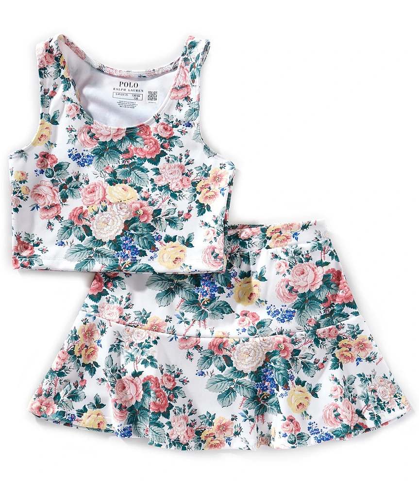 Polo Ralph Lauren Big Girls Floral-Printed Performance Jersey Top & Matching Skort Set