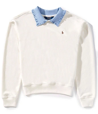 Polo Ralph Lauren Big Girls Long-Sleeve Collared Terry Sweatshirt