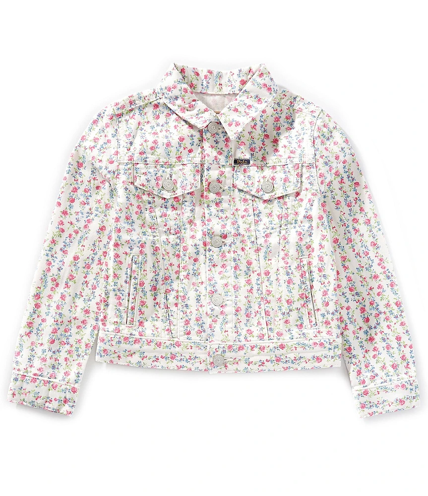 Polo Ralph Lauren Big Girls Long Sleeve Floral Canvas Trucker Jacket