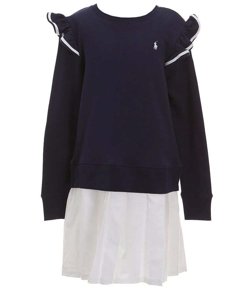 Polo Ralph Lauren Big Girls Long Sleeve Terry Bodice/Woven Skirt Dress