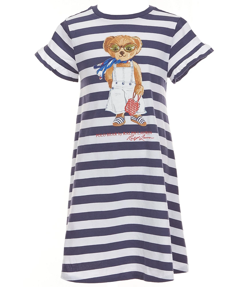 Polo Ralph Lauren Big Girls Short-Sleeve Striped Polo Bear A-Line Dress