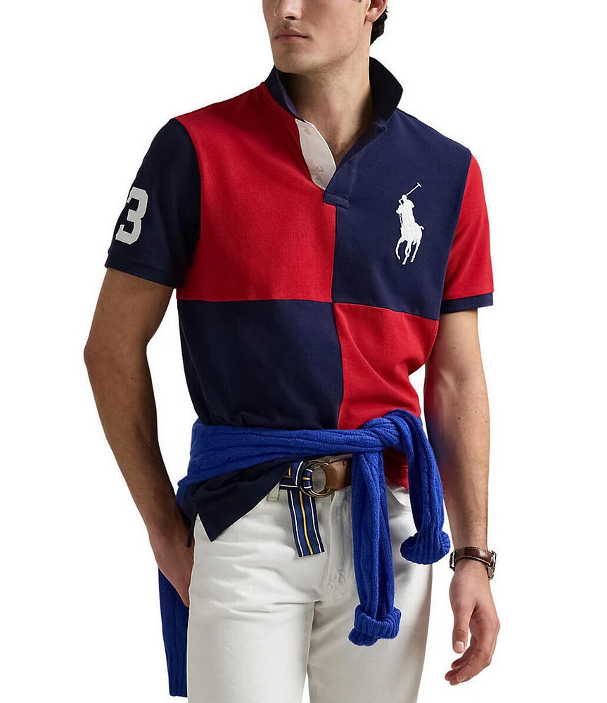 Polo Ralph Lauren Classic Fit Big Pony Color Block Mesh Short Sleeve Polo Shirt