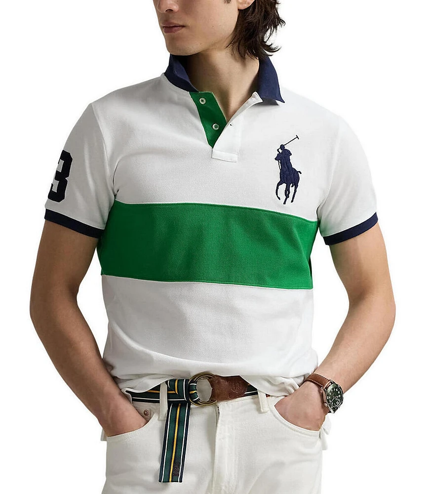 Polo Ralph Lauren Classic Fit Big Pony Mesh Short Sleeve Striped Polo Shirt