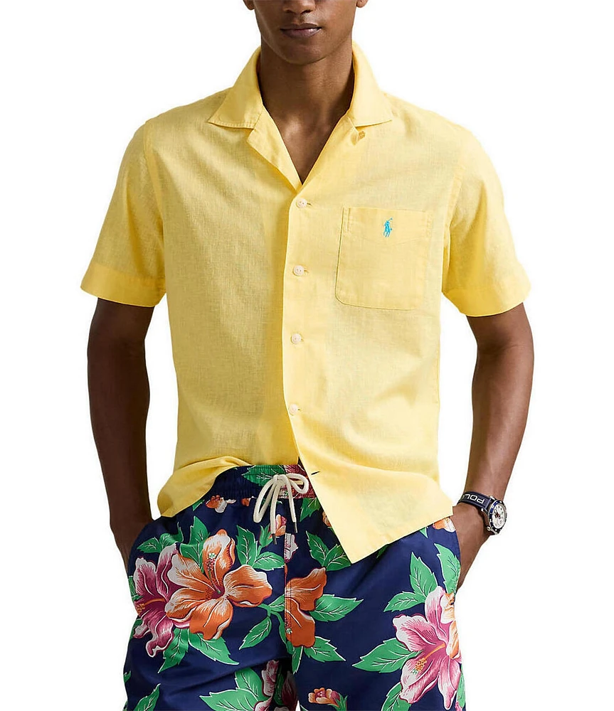 Polo Ralph Lauren Classic Fit Linen-Blend Short Sleeve Woven Camp Shirt