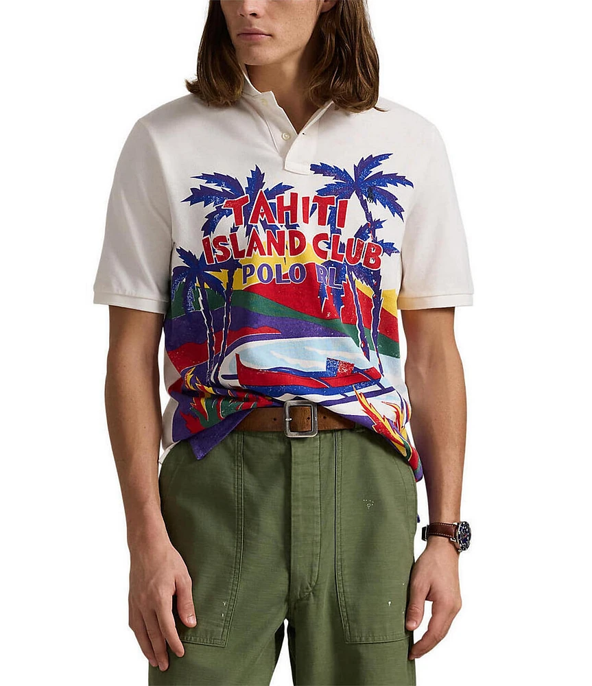 Polo Ralph Lauren Classic Fit Mesh Vacation Graphic Short Sleeve Polo Shirt