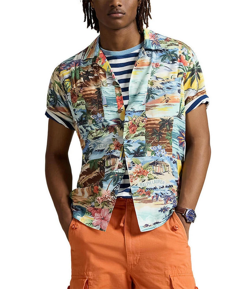 Polo Ralph Lauren Classic Fit Patchwork-Print Short Sleeve Woven Camp Shirt