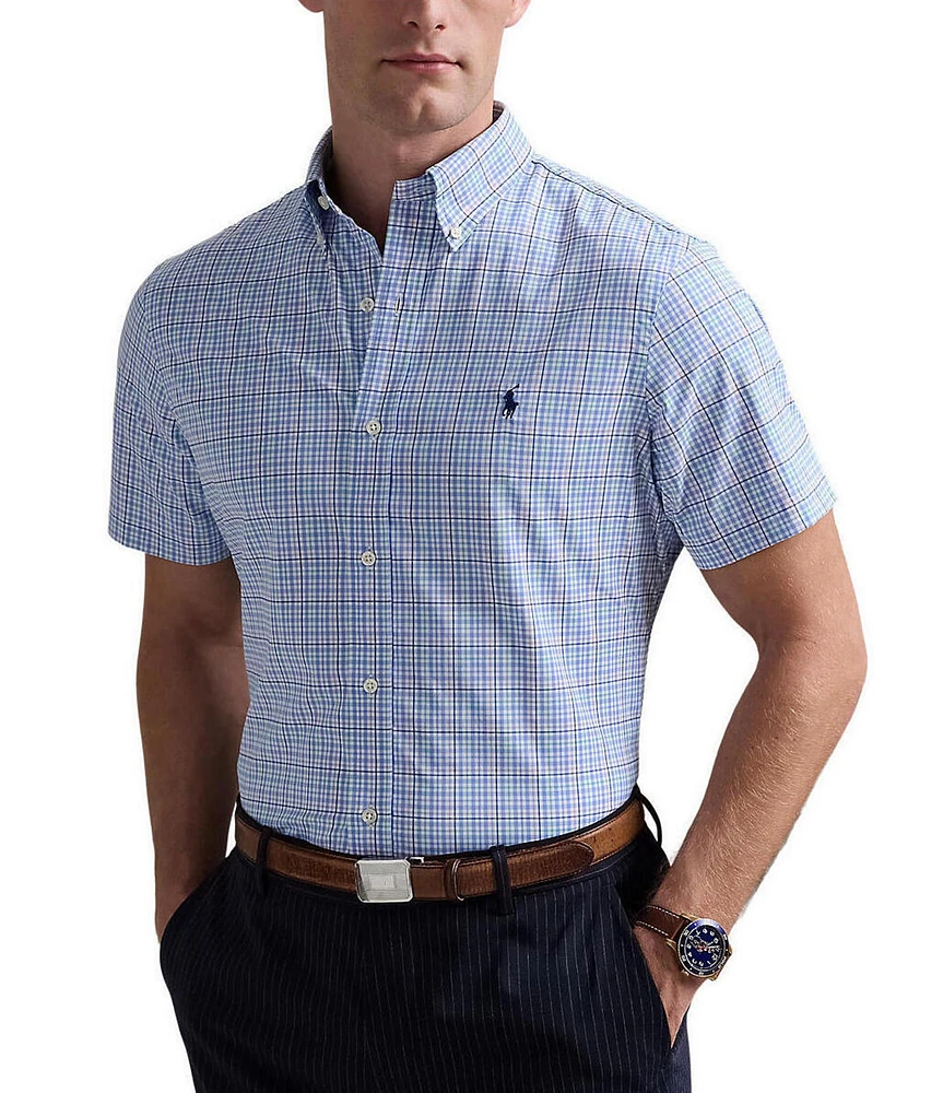 Polo Ralph Lauren Classic Fit Plaid Performance Stretch Short Sleeve Twill Woven Shirt