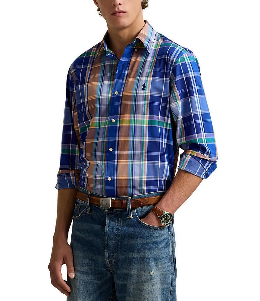 Polo Ralph Lauren Classic Fit Plaid Stretch Poplin Long Sleeve Woven Shirt