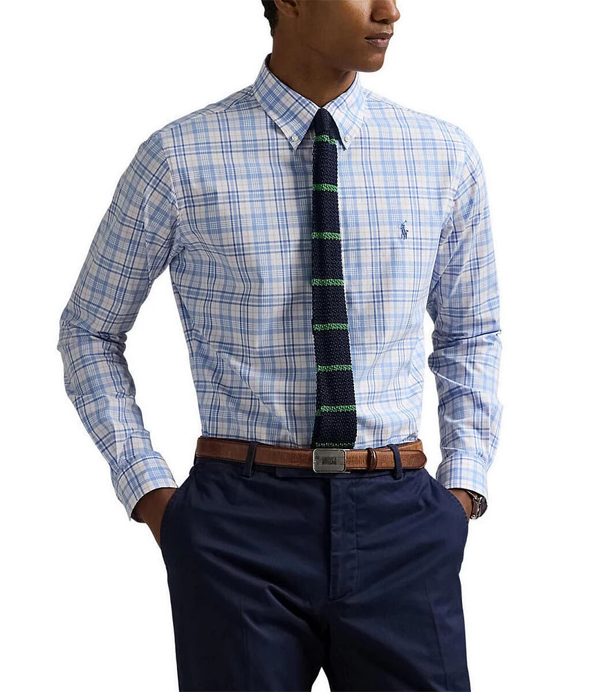 Polo Ralph Lauren Classic Fit Plaid Tattersall Stretch Poplin Long Sleeve Woven Shirt