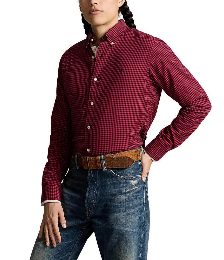 Polo Ralph Lauren Classic-Fit Plaid Twill Mini-Check Long-Sleeve Woven Shirt
