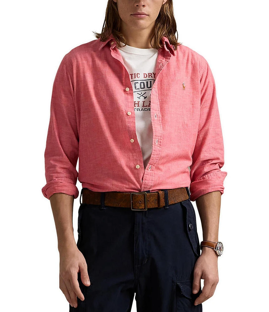 Polo Ralph Lauren Classic Fit Red Chambray Long Sleeve Shirt