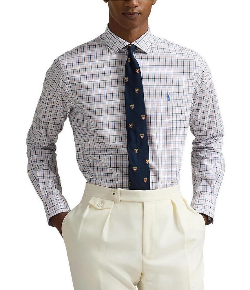 Polo Ralph Lauren Classic Mini Plaid Stretch Poplin Long Sleeve Woven Shirt