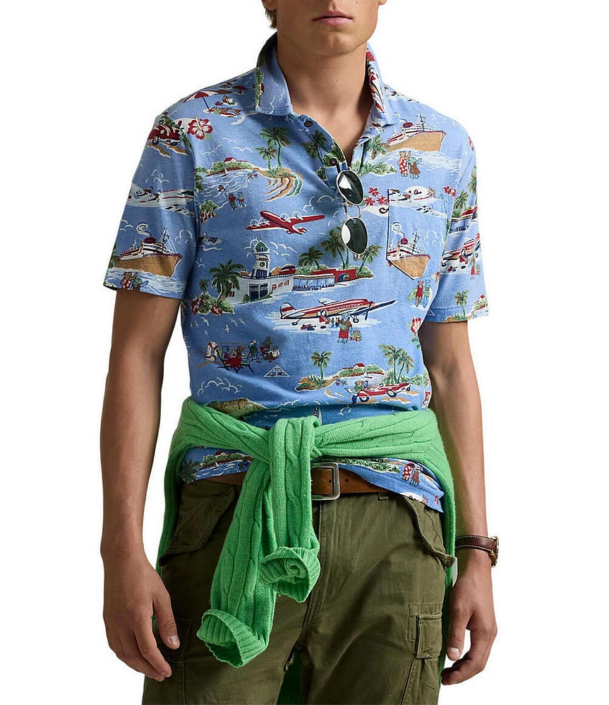 Polo Ralph Lauren Holiday Bear Linen-Blend Short Sleeve Polo Shirt