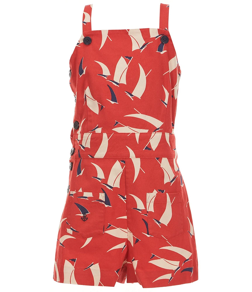 Polo Ralph Lauren Big Girls Sleeveless Sailboat-Print Canvas Romper