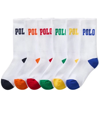 Polo Ralph Lauren Little Boys Performance Polo Logo Crew Socks 6-Pack