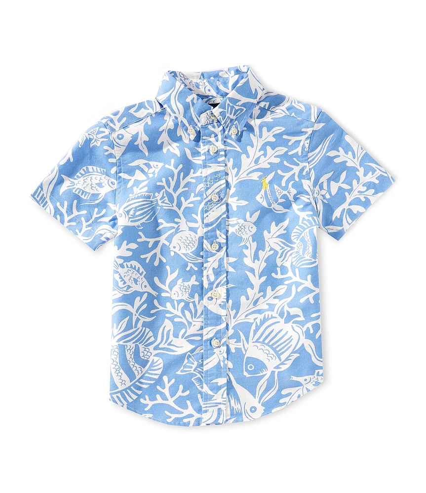Polo Ralph Lauren Little Boys Sea-Print Short-Sleeve Oxford Shirt