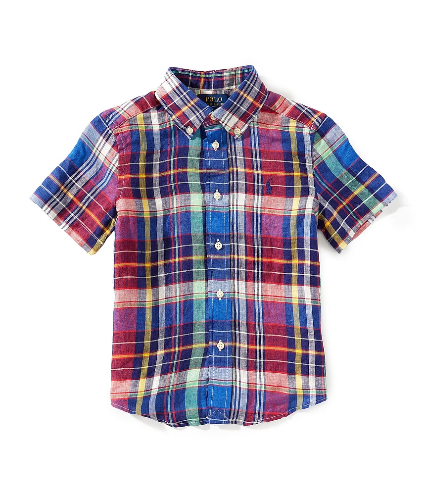 Polo Ralph Lauren Little Boys Short Sleeve Plaid Linen Shirt