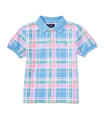 Polo Ralph Lauren Little Boys Short Sleeve Plaid-Print Mesh Polo Shirt