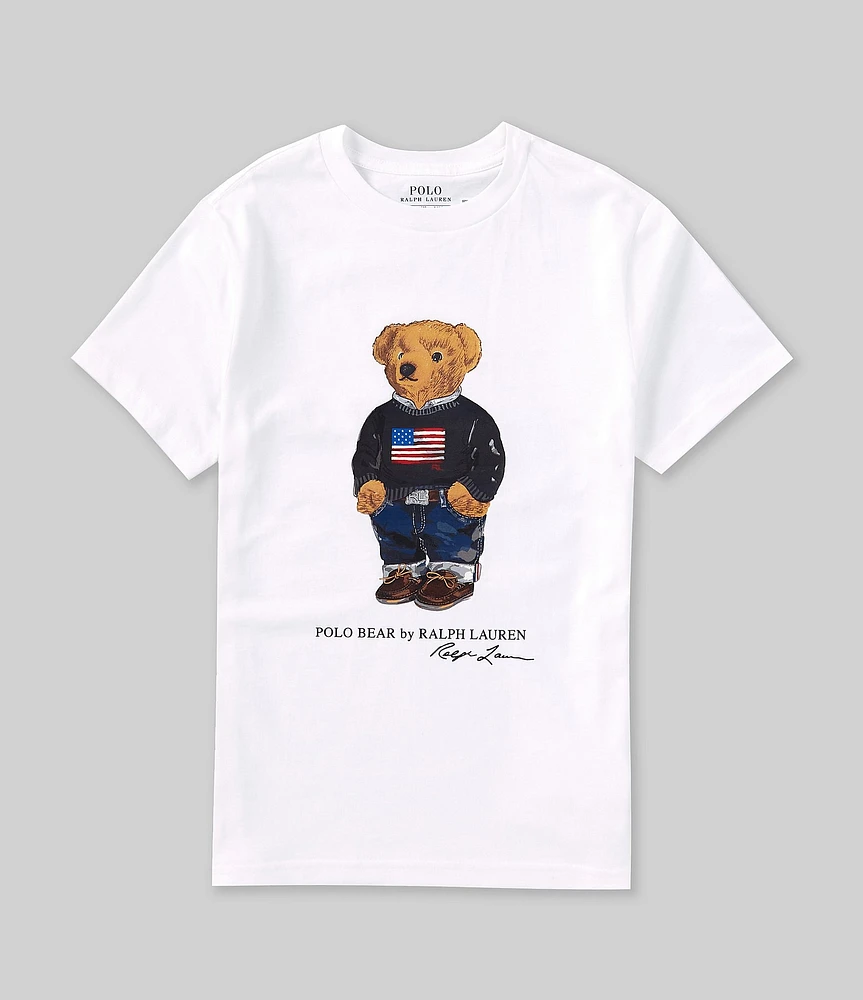 Polo Ralph Lauren Little Boys Short Sleeve U.S. Flag Polo Bear Graphic Jersey T-Shirt