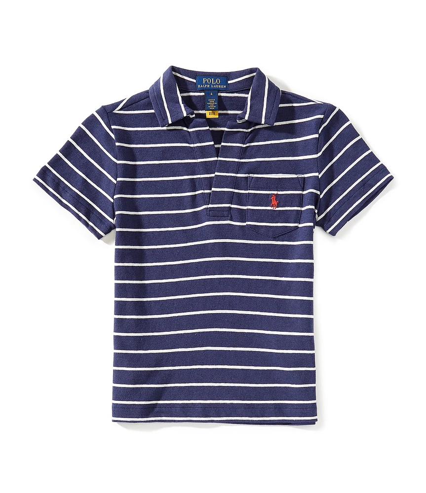 Polo Ralph Lauren Little Boys Short-Sleeve Striped Linen-Blend Polo Shirt