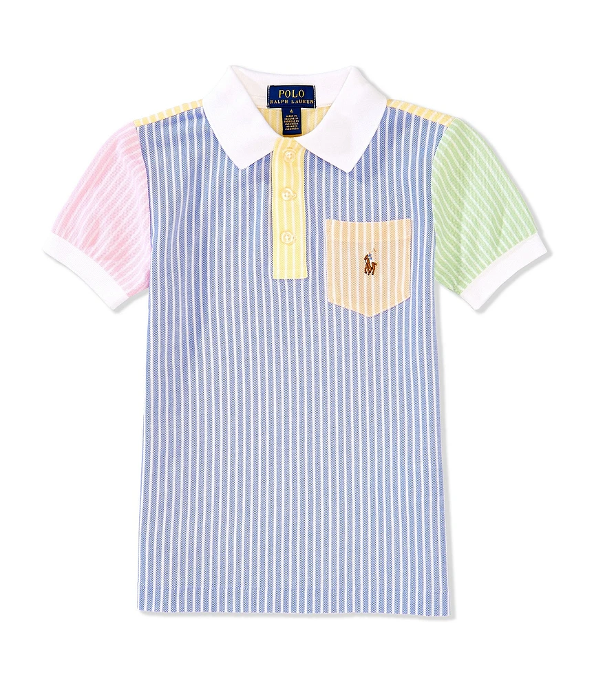 Polo Ralph Lauren Little Boys Short Sleeve Striped Oxford Mesh Polo Shirt