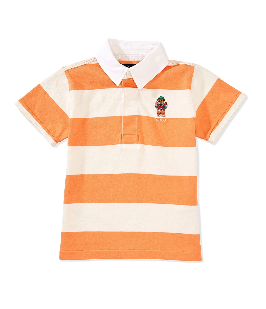 Polo Ralph Lauren Little Boys Short Sleeve Striped Polo Bear Rugby Shirt