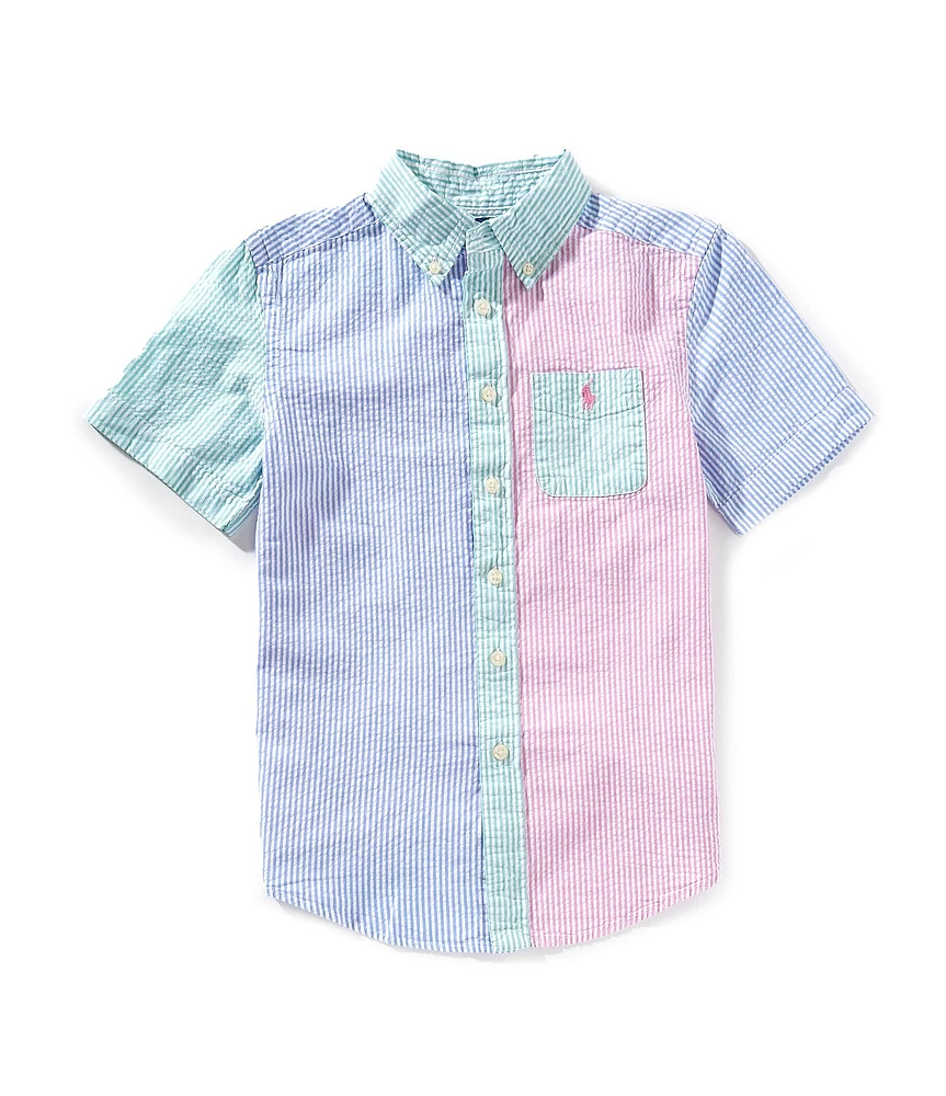 Polo Ralph Lauren Little Boys Short Sleeve Striped Seersucker Fun Shirt