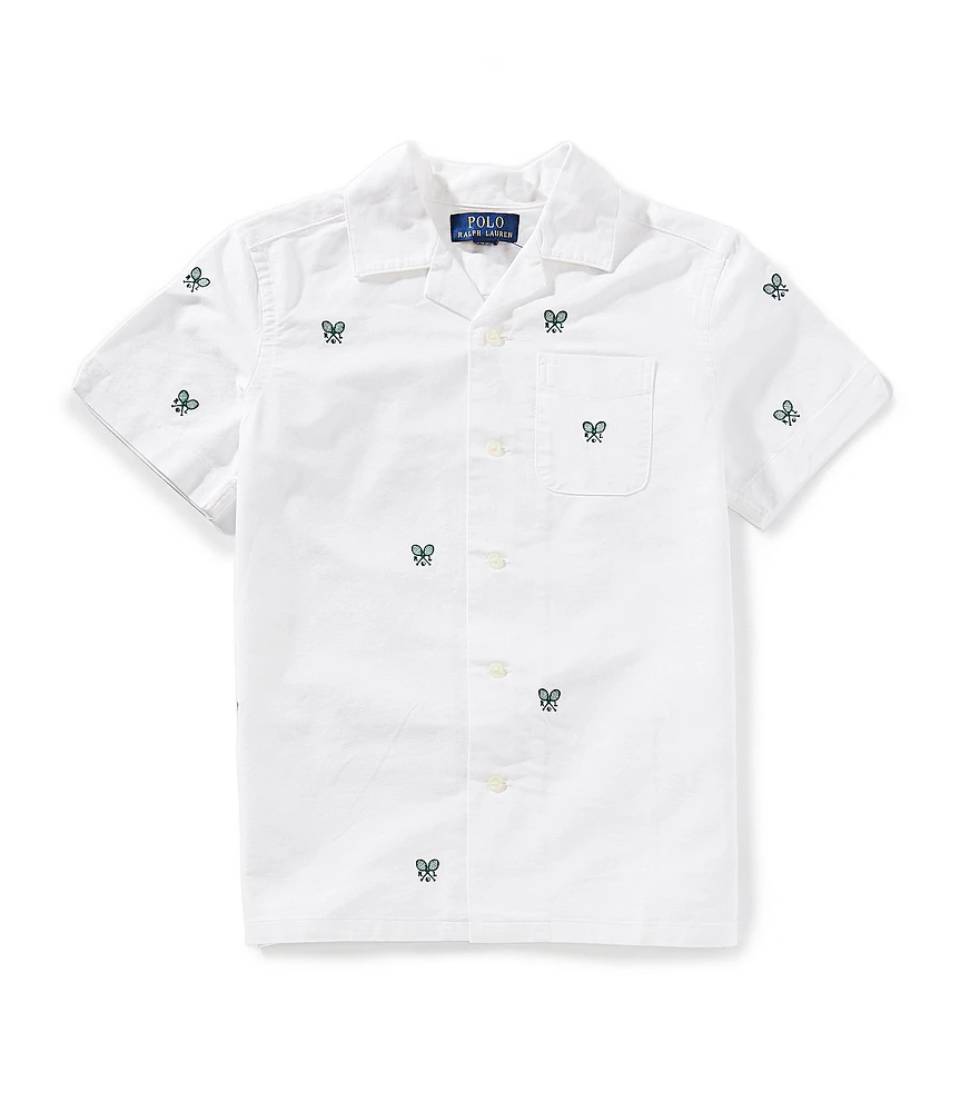 Polo Ralph Lauren Little Boys Short Sleeve Tennis-Embroidered Oxford Shirt