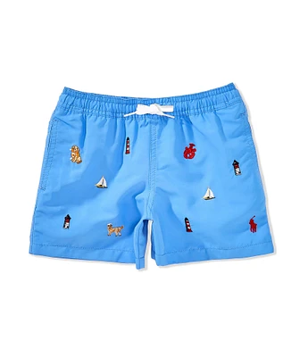 Polo Ralph Lauren Little Boys Traveler Schiffli-Embroidered Swim Trunks