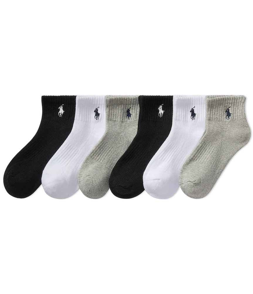 Polo Ralph Lauren Little Girls Performance Solid Cushioned Quarter Sock 6-Pack