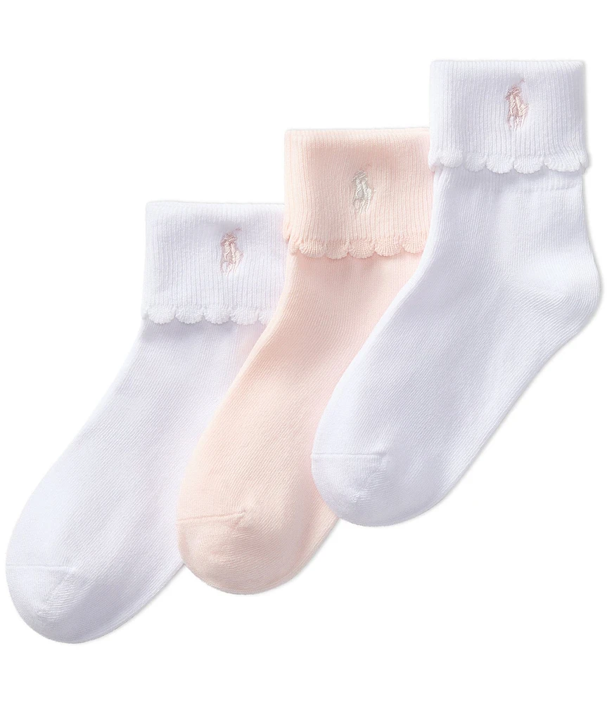 Polo Ralph Lauren Little Girls Scalloped Edge Turn Cuff 3-Pack